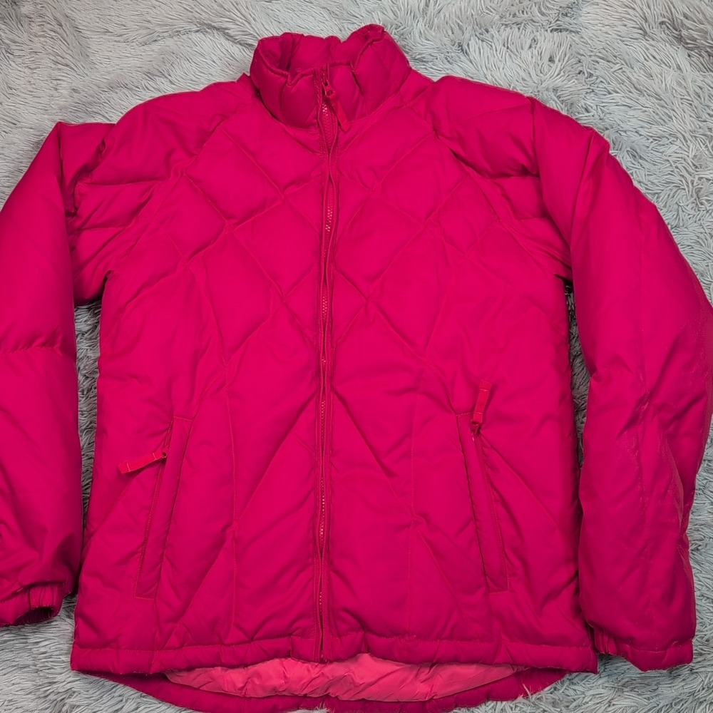 Cabela's Jacket Womens XL Pink Goose Down 650 Coat Zip Up Pockets Outdoors